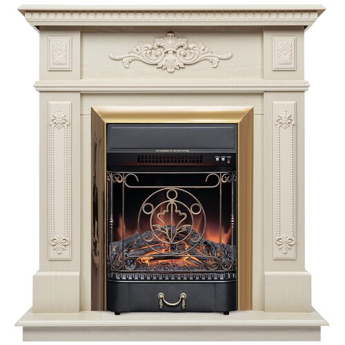 Электрический камин RealFlame Lilian + Majestic Lux S 1.5 кВт 88.5 см 97.5 см 37 см белый/золотой электрический электрический камин realflame lilian wt fobos lux br s 1 5 квт 88 5 см 97 5 см 37 см белый черный золотой