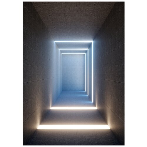 Фотообои Уютная стена Подсвеченный коридор 190х270 см Бесшовные Премиум (единым полотном)