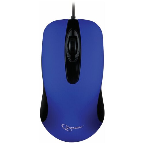 Мышь проводная бесшумная GEMBIRD MOP-400- B, USB, 2 кнопки+1колесо- кнопка, покрытие SOFT TOUCH, синяя
