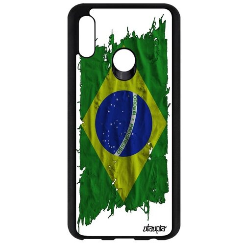 фото Качественный чехол на // huawei p smart 2019 // "флаг бразилии на ткани" страна патриот, utaupia, белый