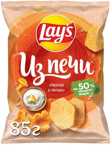 Чипсы Lay's Из печи картофельные, грибы-сметана, 85 г