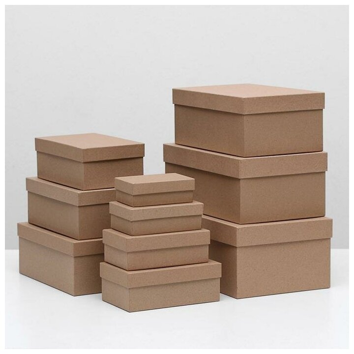 Набор коробок 10 в 1 "Крафт однотонный", 30,5 х 20 х 13 - 12 х 6,5 х 4 см./ В упаковке: 1