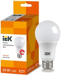 Светодиодная лампа LED A60 шар 20Вт 230В 3000К E27 IEK