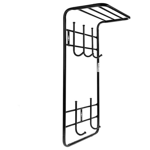 Вешалка настенная с полкой на 5 крючков, 41×25×74,5 см, цвет чёрный