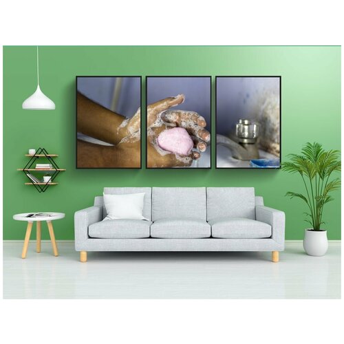 фото Набор модулных постеров для интерьера "руки, мойка, стирка" 60x90 см. в тубусе, без рамки lotsprints