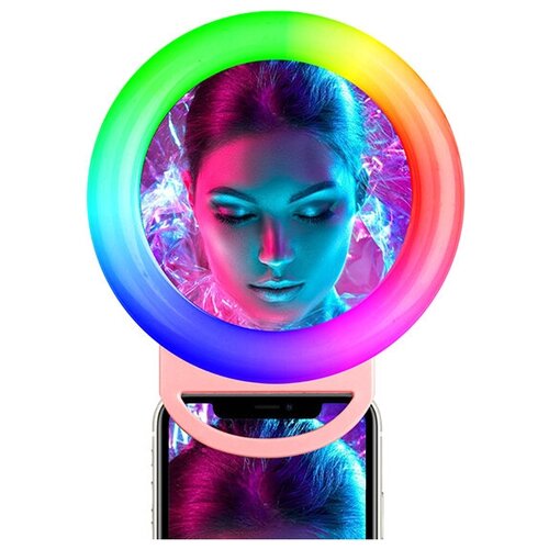 Кольцевая RGB подсветка для смартфона A4S с зажимом розовая 79000₽