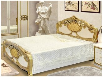 Двухспальная кровать Alba Ольга 160*200 цвет бежевый с золотом