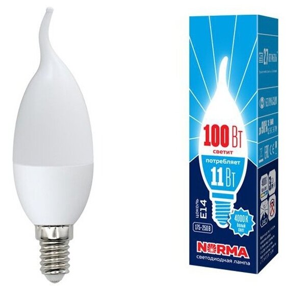 Светодиодная лампа Volpe LED-CW37-11W/NW/E14/FR/NR картон