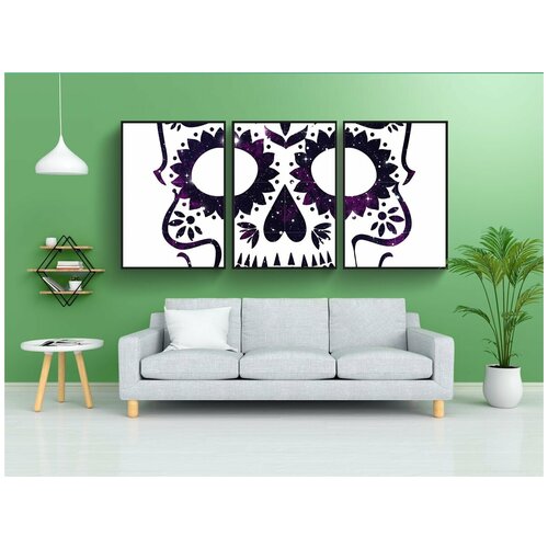 фото Набор модулных постеров для интерьера "череп, сахарный череп, мексиканец" 60x90 см. в тубусе, без рамки lotsprints