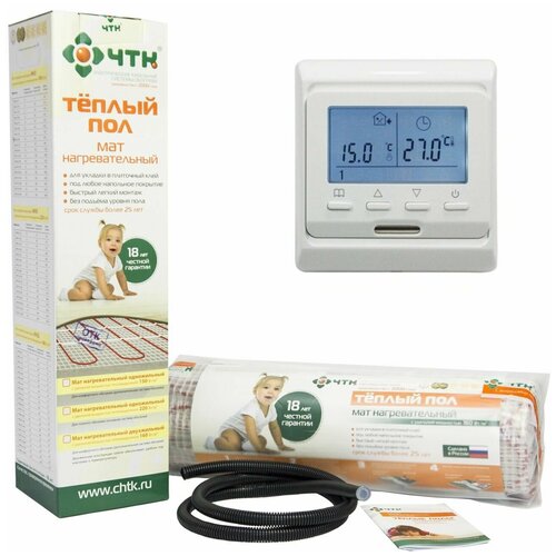 Комплект теплый пол ЧТК Мат нагревательный МНД 60 квм 960 Вт программируемый терморегулятор 10870₽