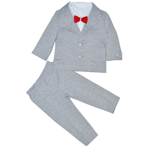 Пиджак, брюки, рубашка, бабочка комплект для малышей CHADOLLS цвета серый меланж, размер 98