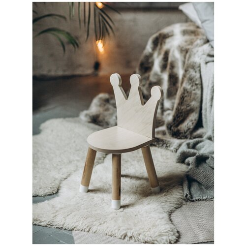 фото Детский стул "корона"/ детский стульчик деревянный для малыша, белый ярмакс
