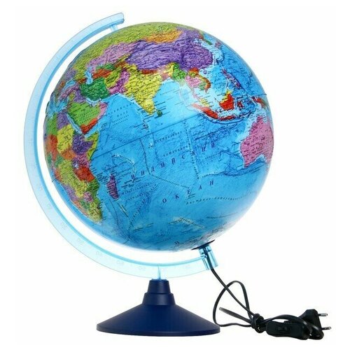 Глобус политический, интерактивный, рельефный, диаметр 320 мм, с подсветкой, с очками