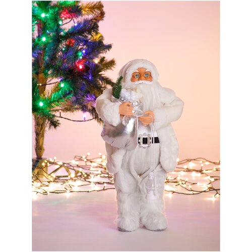 фото Игрушка "дед мороз" (63 см, белый костюм, с фонарем и мишкой) 202414x тутси