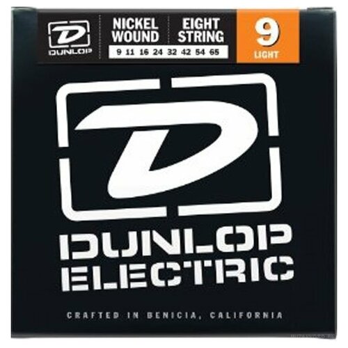 фото Струны для 8-струнной электрогитары dunlop den nickel wound 8 string light 09-65