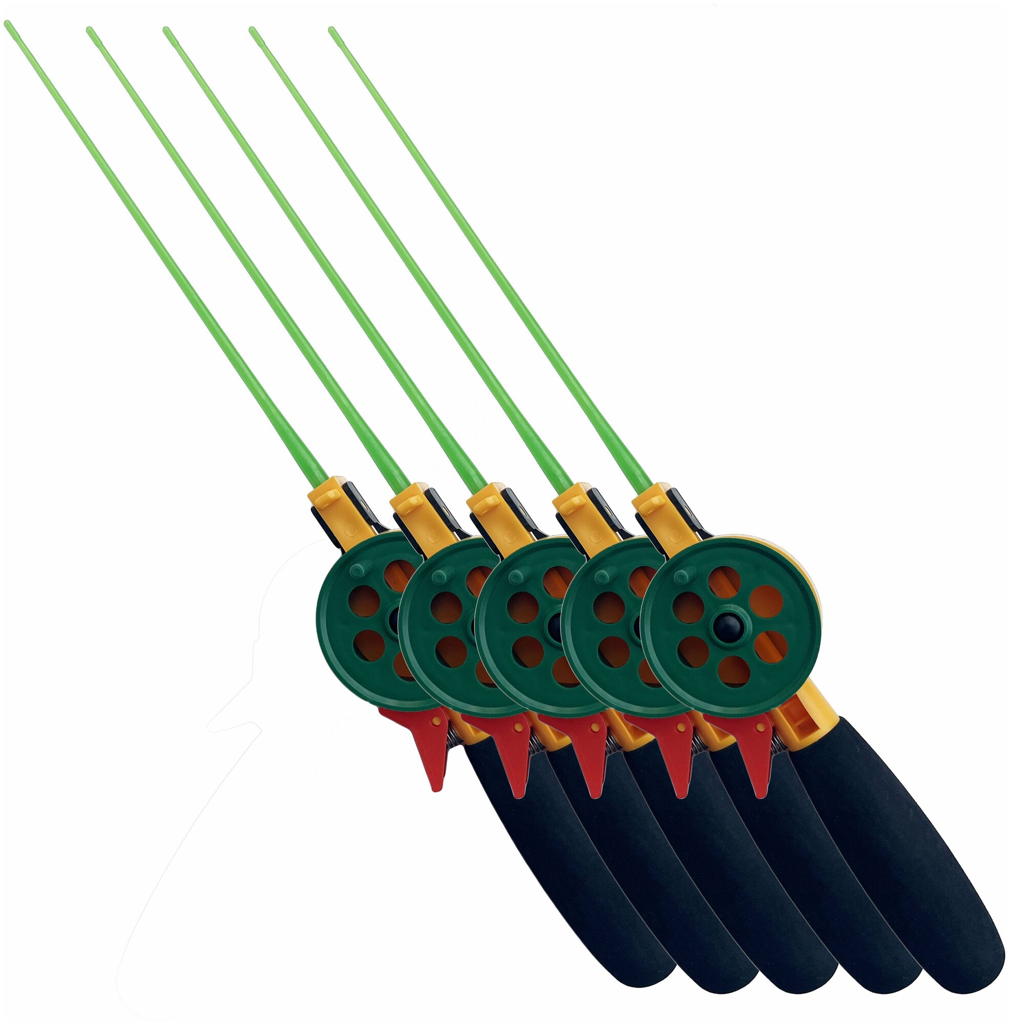 Набор складных удочек для зимней рыбалки 5 шт зеленый