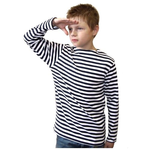 ТМ ВЗ Тельняшка детская с длинным рукавом (синяя полоса), 36-38 рост 130-146