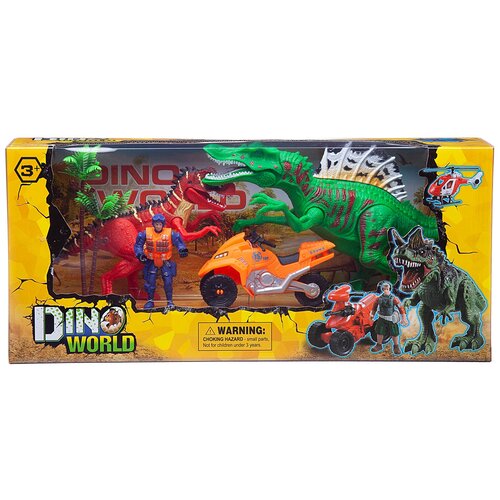 Купить Игровой набор Junfa Мир динозавров (2 больших динозавра, маленький динозавр, 2 фигурки человека, лодка, акссесуары) Junfa WA-14216, Junfa Toys Ltd.