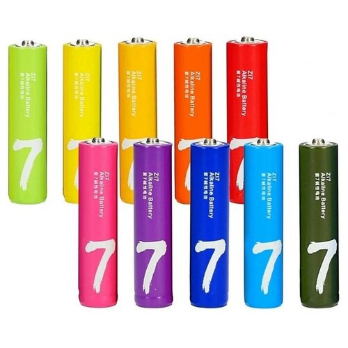Батарейка алкалиновая Xiaomi ZMI Rainbow Zi7, AАA, LR03-10BOX, 1.5 В, 10 шт. батарейка алкалиновая xiaomi zmi rainbow zi7 aаa lr03 спайка 4 шт желтые 1 шт