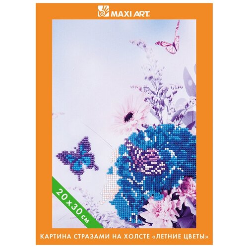 Картина Стразами на Холсте Maxi Art, Летние Цветы, 20х30см, в Коробке