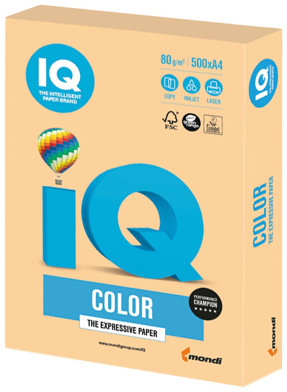 Бумага цветная IQ Сolor A4, 80 г/м2, 500 л., тренд, золотистая