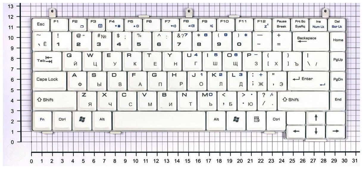 Клавиатура для ноутбука MSI PR320 белая