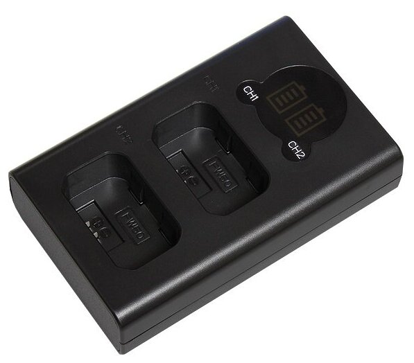 Двойное зарядное устройство DL-ENEL15 для аккумулятора Nikon EN-EL15, EN-EL15С, EN-EL15B micro- USB и Type-C с информационным индикатором