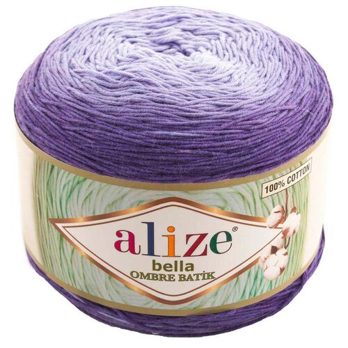 Пряжа для вязания ALIZE 'Bella Ombre Batik', 250г, 900м (100% хлопок) (7406 фиолетовый), 2 мотка