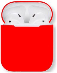 Ультратонкий чехол для Apple AirPods 1 и AirPods 2 / Силиконовый кейс для Эпл Аирподс 1 и Аирпод 2 / Матовый чехол из гибкого силикона (Red)