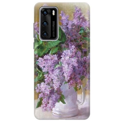фото Ультратонкий силиконовый чехол-накладка для huawei p40 с принтом "букет сирени" gosso