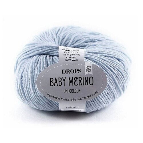 Пряжа DROPS Baby Merino Цвет. 11, голубой, 4 мот., мериносовая шерсть - 100%