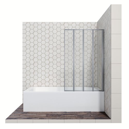 Стеклянная шторка для ванной со складывающимися во внутрь дверями Ambassador Bath Screen 16041111R: правосторонняя ширма для ванны 100 см