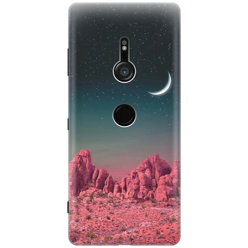 фото Силиконовый чехол на sony xperia xz3 / сони иксперия икс зет 3 с принтом "месяц над розовыми горами" gosso