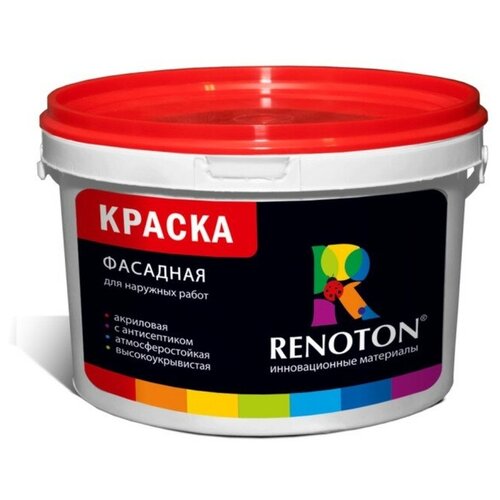 Краска акриловая Renoton фасадная огнезащитная матовая белый 9.4 л 14 кг краска акриловая боларс латексная для детской огнезащитная матовая белый 7 л 7 кг