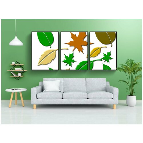 фото Набор модулных постеров для интерьера "лист, листья, осенний лес" 60x90 см. в тубусе, без рамки lotsprints