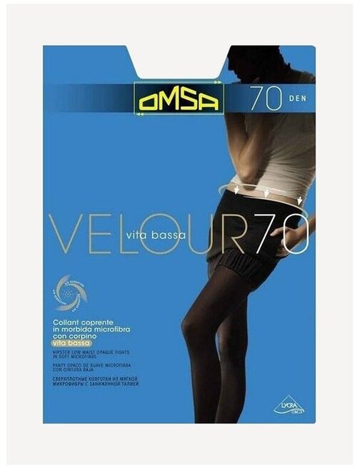 Колготки  Omsa Velour, 70 den, размер 2, черный