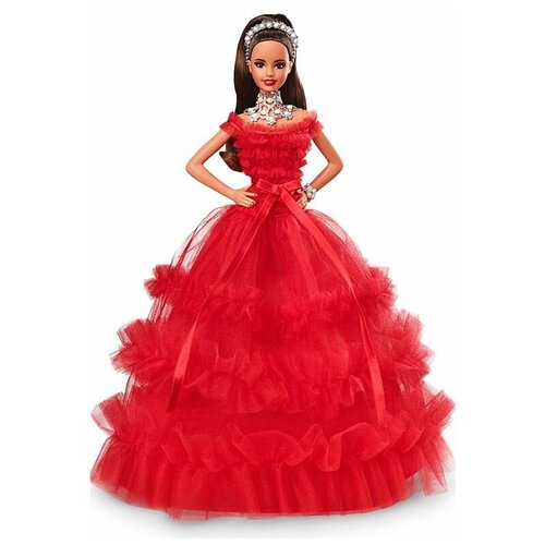 Кукла Barbie 2018 Holiday Doll (Барби Праздничная 2018 Брюнетка) barbie 2021 holiday brunette curly hair барби праздничная 2021 брюнетка с вьющимися волосами