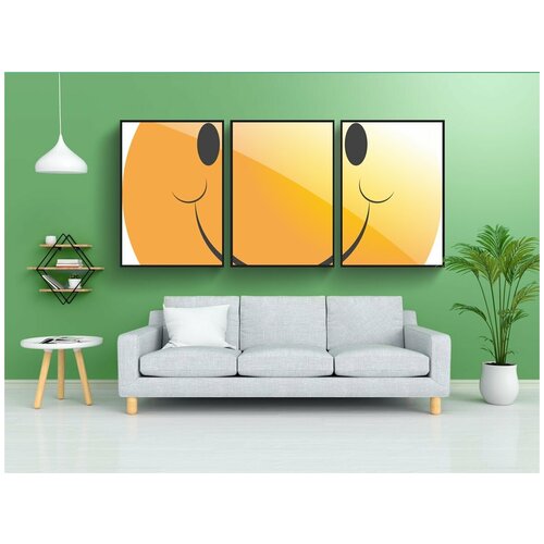 фото Набор модулных постеров для интерьера "смайлик, лицо, улыбка" 60x90 см. в тубусе, без рамки lotsprints