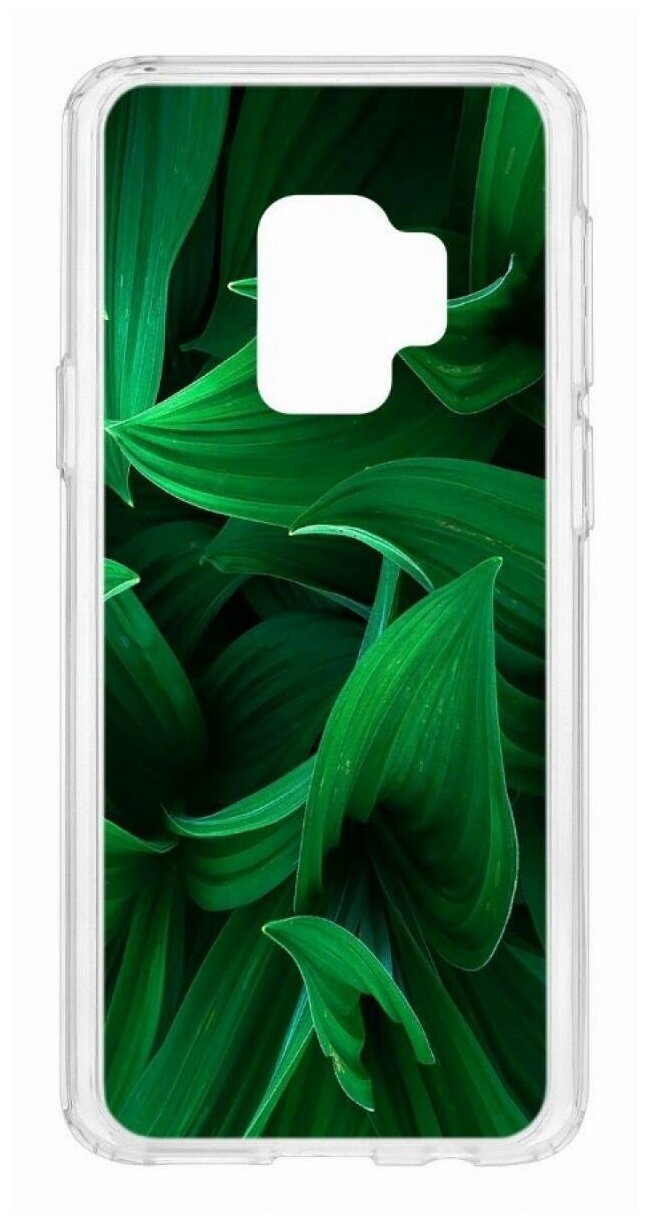 Чехол на Samsung Galaxy S9 Kruche Print Grass/накладка/с рисунком/прозрачный/бампер/противоударный/ударопрочный/с защитой камеры