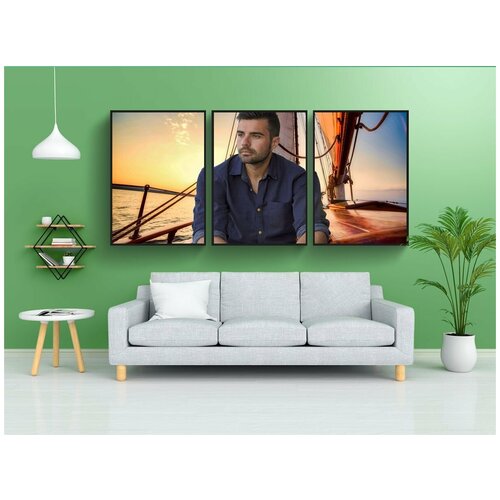 фото Набор модулных постеров для интерьера "парусное судно, воды, море" 60x90 см. в тубусе, без рамки lotsprints