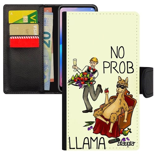 фото Дизайнерский чехол книжка на телефон // xiaomi mi 8 lite // "no prob lama" лама без напрягов прикол, utaupia, белый