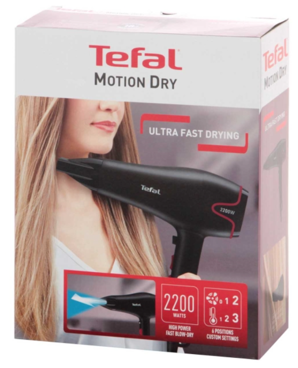 Фен Tefal Motion Dry HV5700D8, черный/красный - фотография № 6