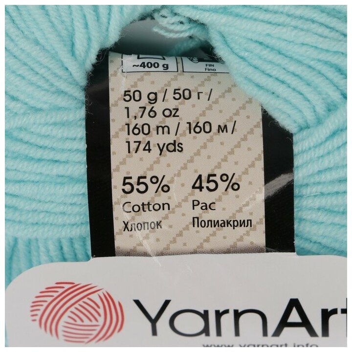 YarnArt Jeans 55% хлопок 45% акрил 50г 160м Небесно-голубой 76 - фотография № 3