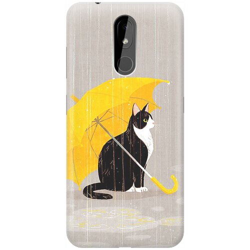 Ультратонкий силиконовый чехол-накладка для Nokia 3.2 с принтом Кот с желтым зонтом ультратонкий силиконовый чехол накладка для xiaomi mi 9 se с принтом кот с желтым зонтом