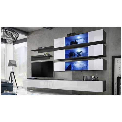 Гостиная 6 Белый Фасадный 0101 / Черный 0190