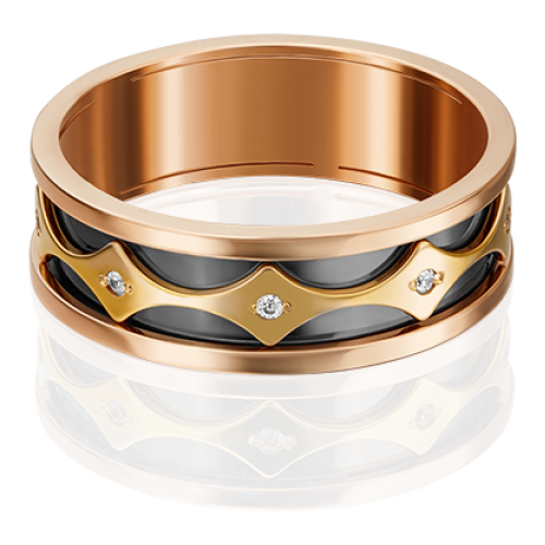 PLATINA jewelry Обручальное кольцо из комбинированного золота с фианитом 01-4790-00-401-1113-54, размер 15