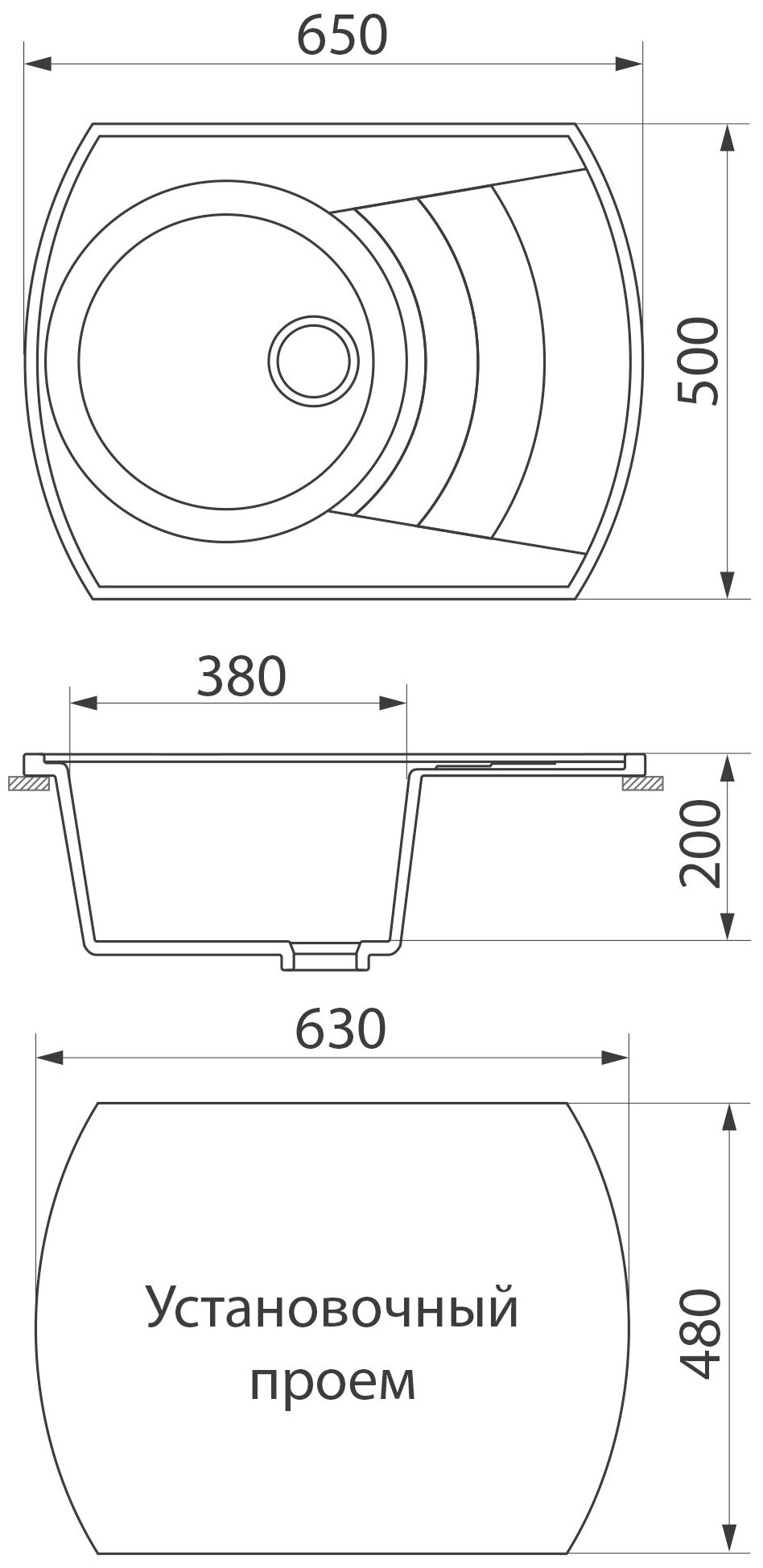 Кухонная мойка врезная GreenStone GRS-65-331 белый - фотография № 3