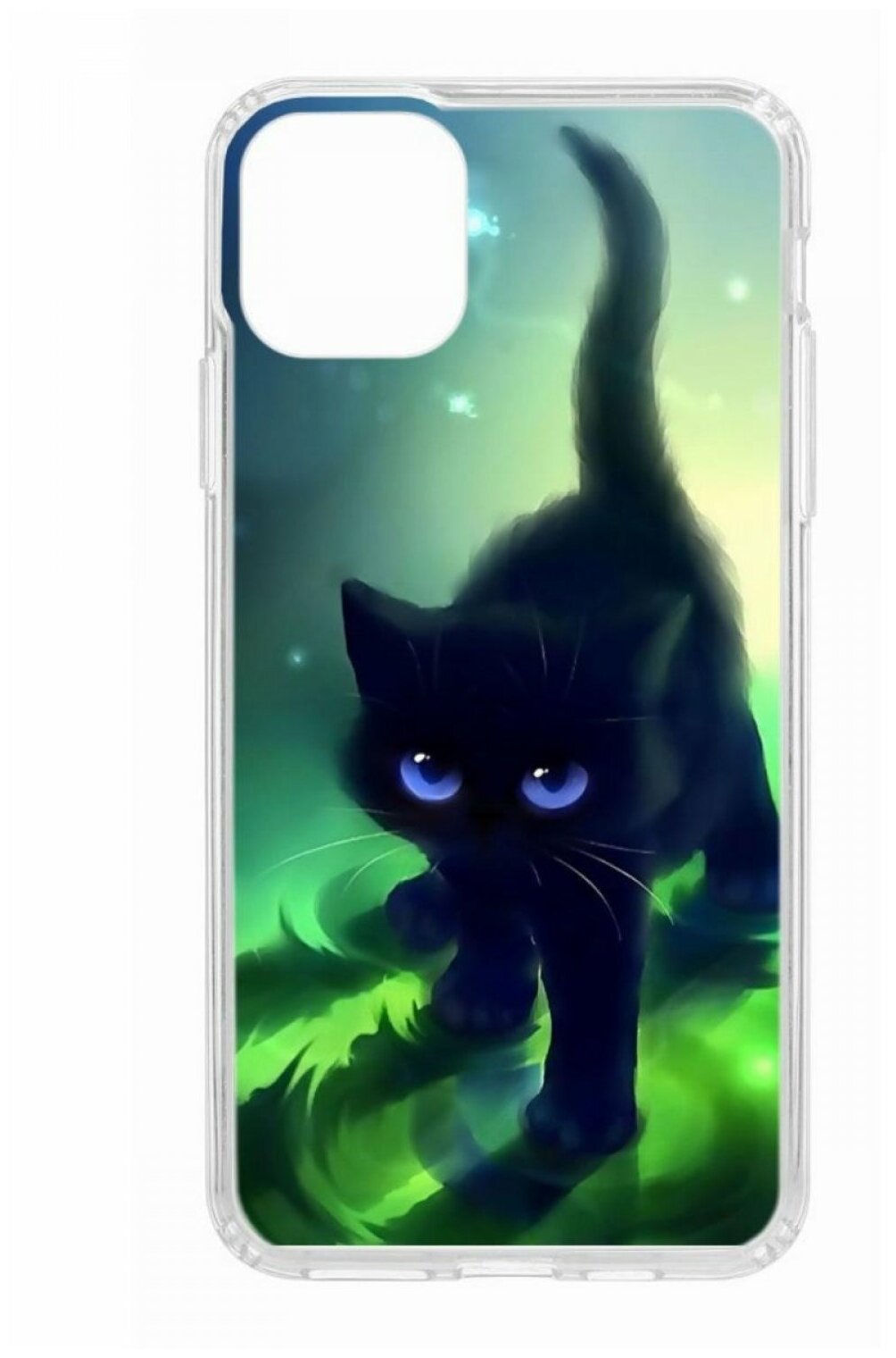 Чехол для Apple iPhone 11 Pro Max КRUЧЕ Print Черный кот,пластиковая накладка,прозрычный бампер с защитой камеры,противоударный кейс с рисунком