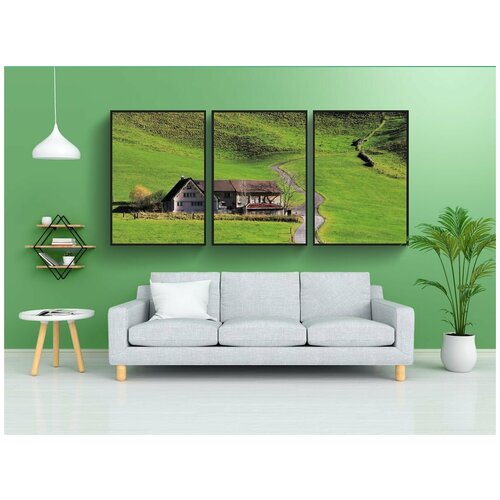 фото Набор модулных постеров для интерьера "путь, зеленый, след" 60x90 см. в тубусе, без рамки lotsprints