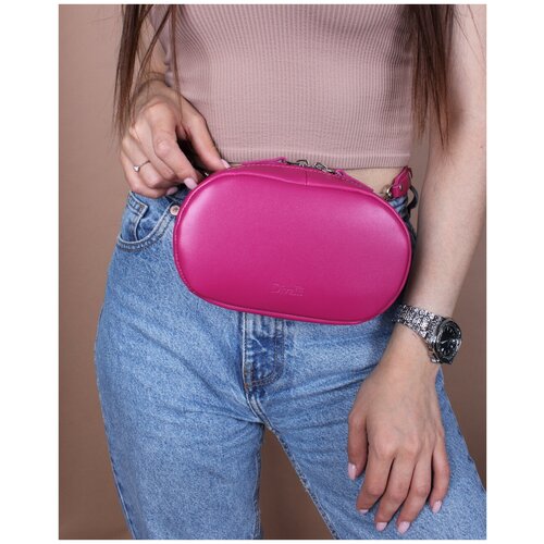 фото Женская кожаная поясная сумка розовая a030 fuchsia mini divalli